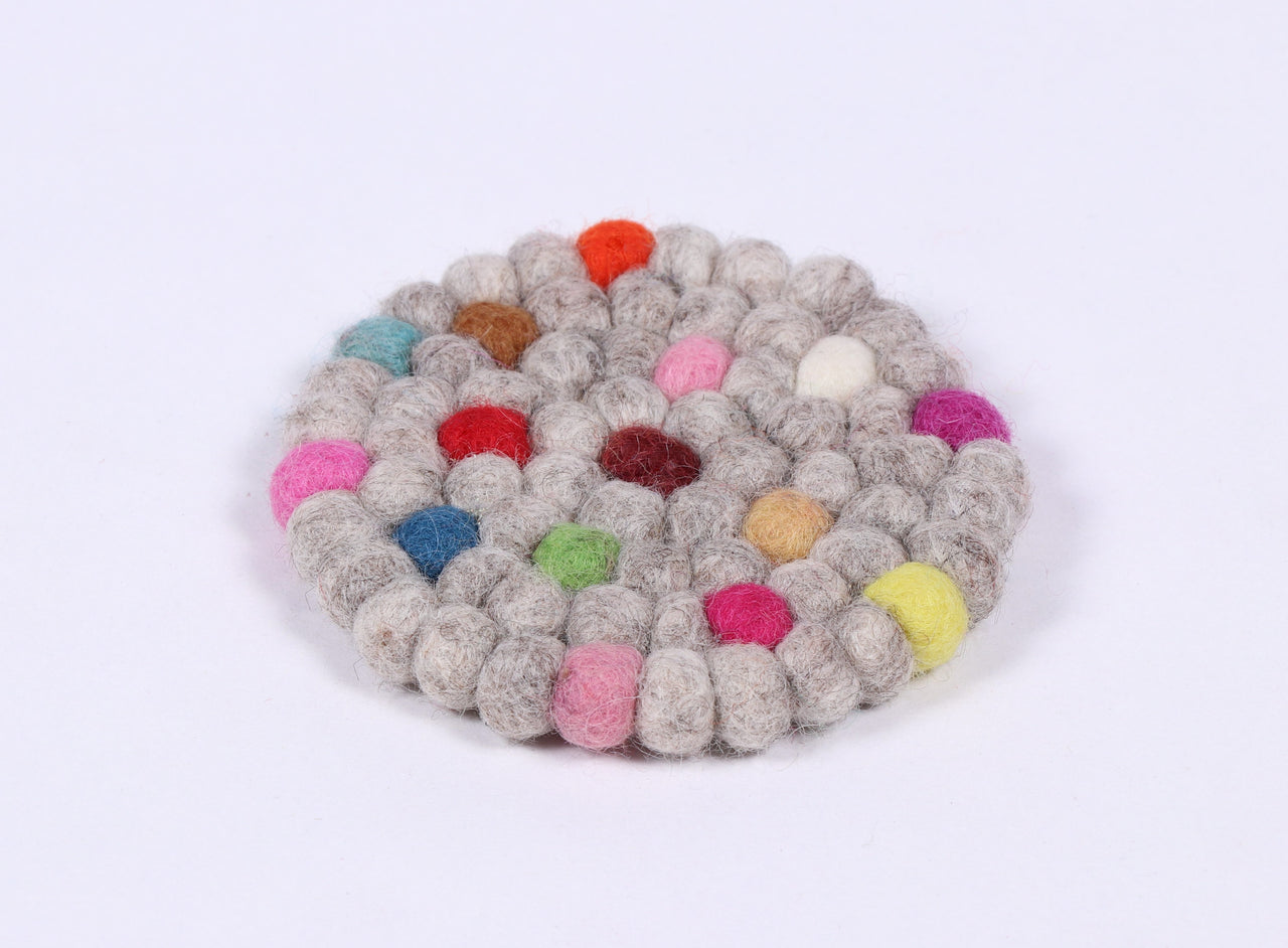 Natural felt coaster round/10 cm wool felt ball coaster