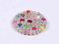 Thumbnail for Natural felt coaster round/10 cm wool felt ball coaster