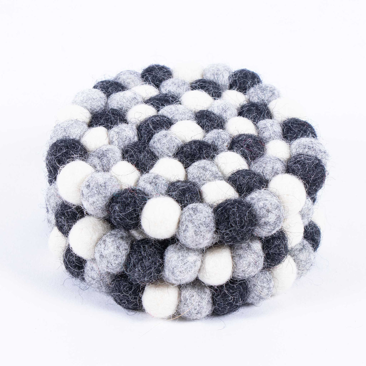 Natural Tea Coasters, Round Felt Ball Coasters Set of 4, Wool Felt Coaster, Felted Coaster Active