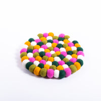 Thumbnail for Multicolored felt ball coaster/Handmade best felt coasters