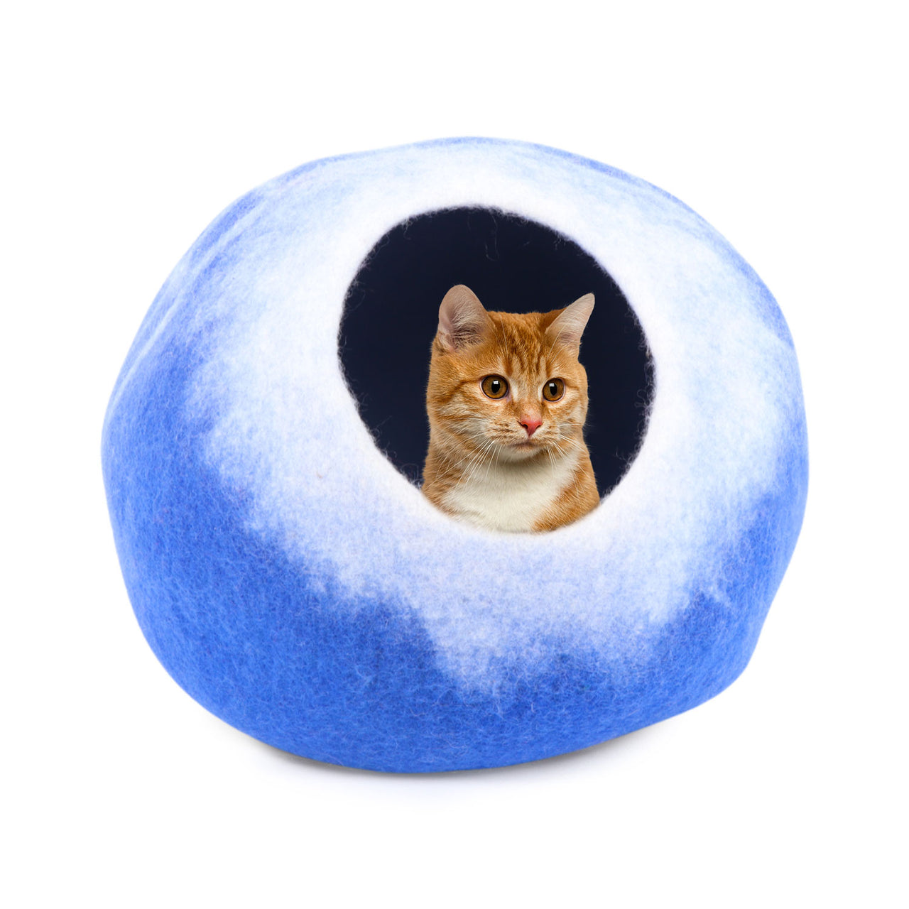 Felt Cat Cave, Handmade from Wool, Cozy Hideout Cat Igloo Pod for Indoor Cats