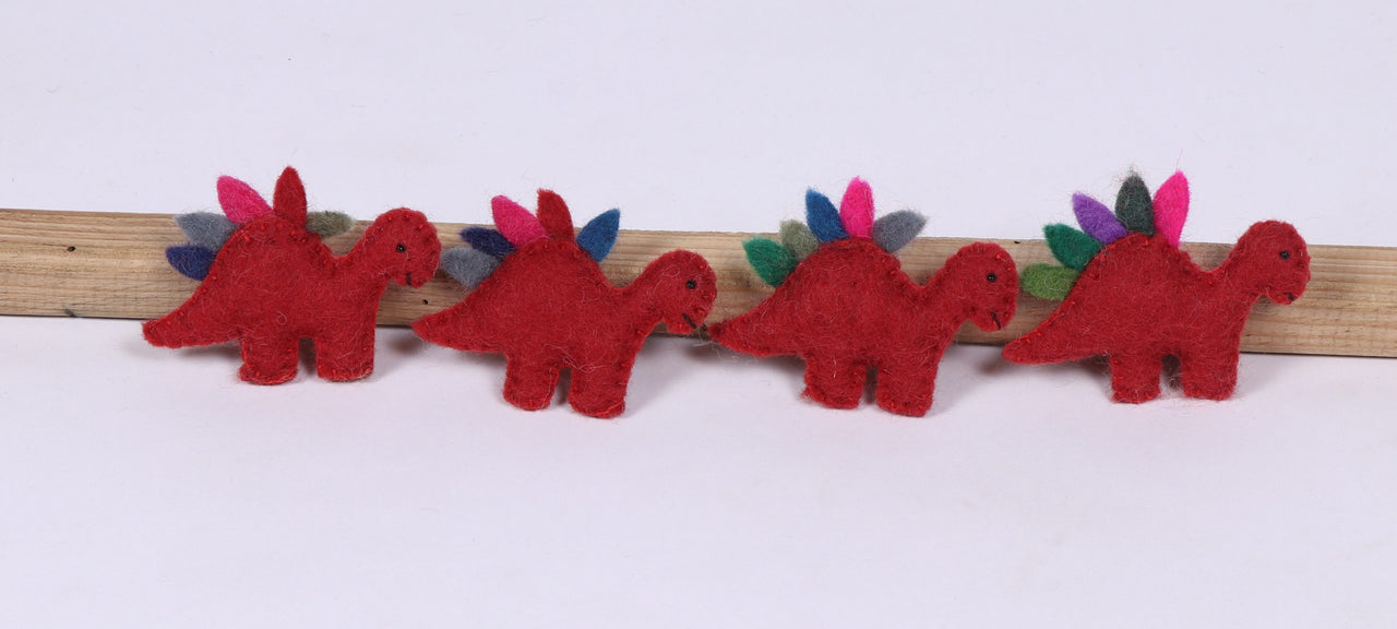 Handmade dinosaur felt brooches