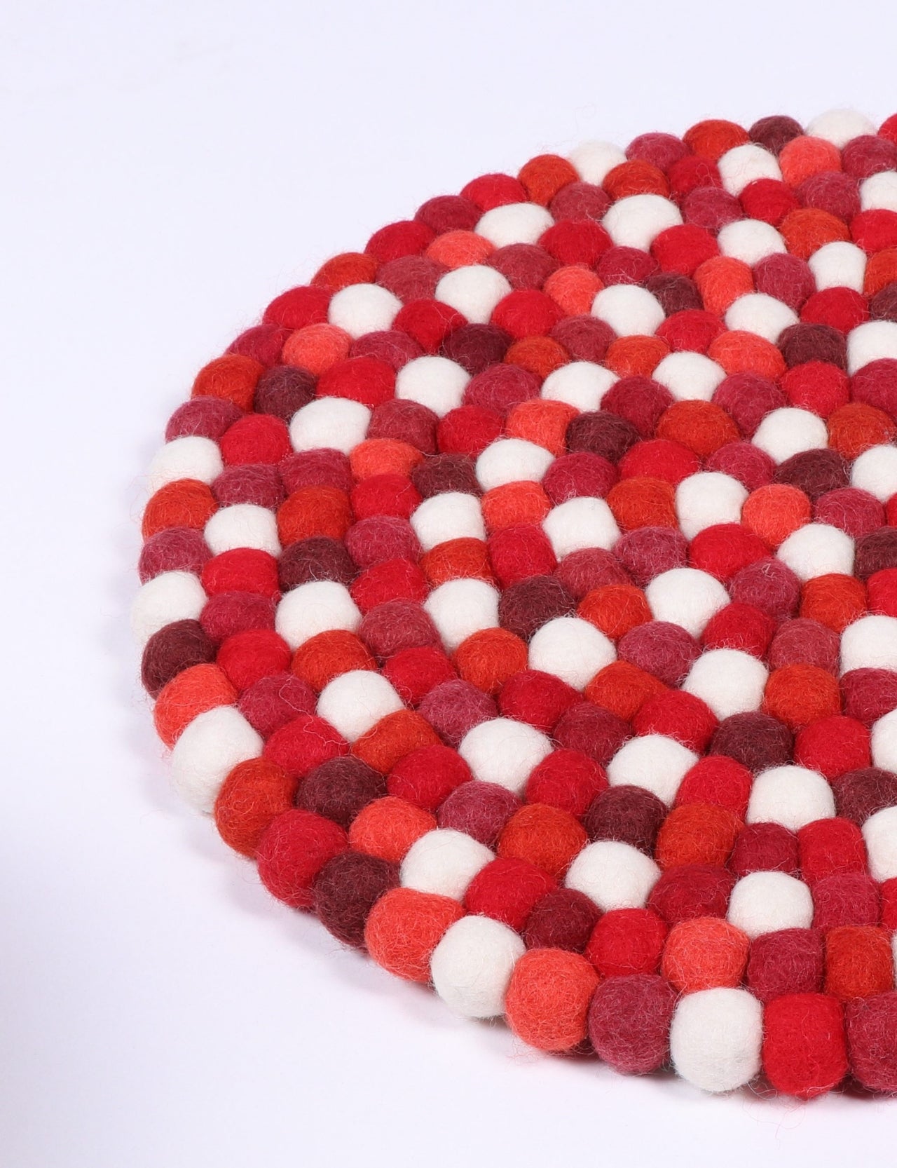 Multi coloured round felt ball rugs