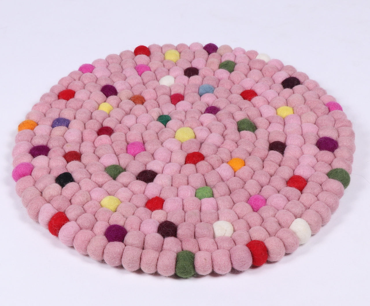 Multi coloured round felt ball rugs