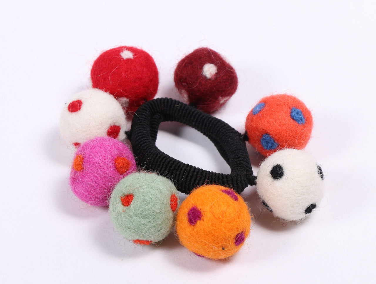 Wool felt ball hairband/ Felt hair accessory/ Felt hair tie