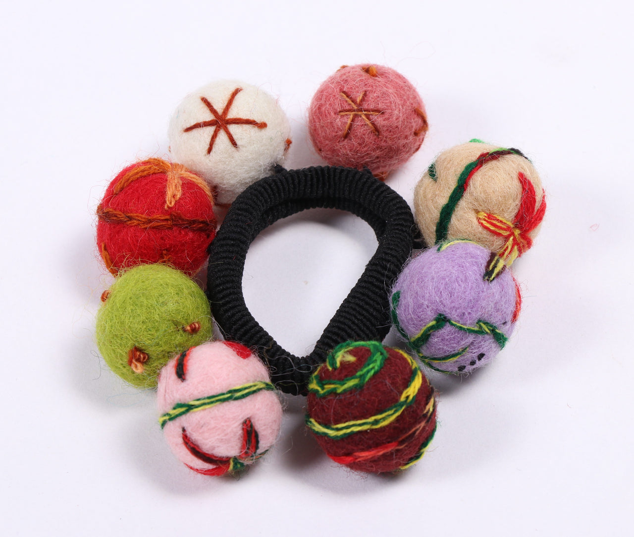 Wool felt ball hairband/ Felt hair accessory/ Felt hair tie