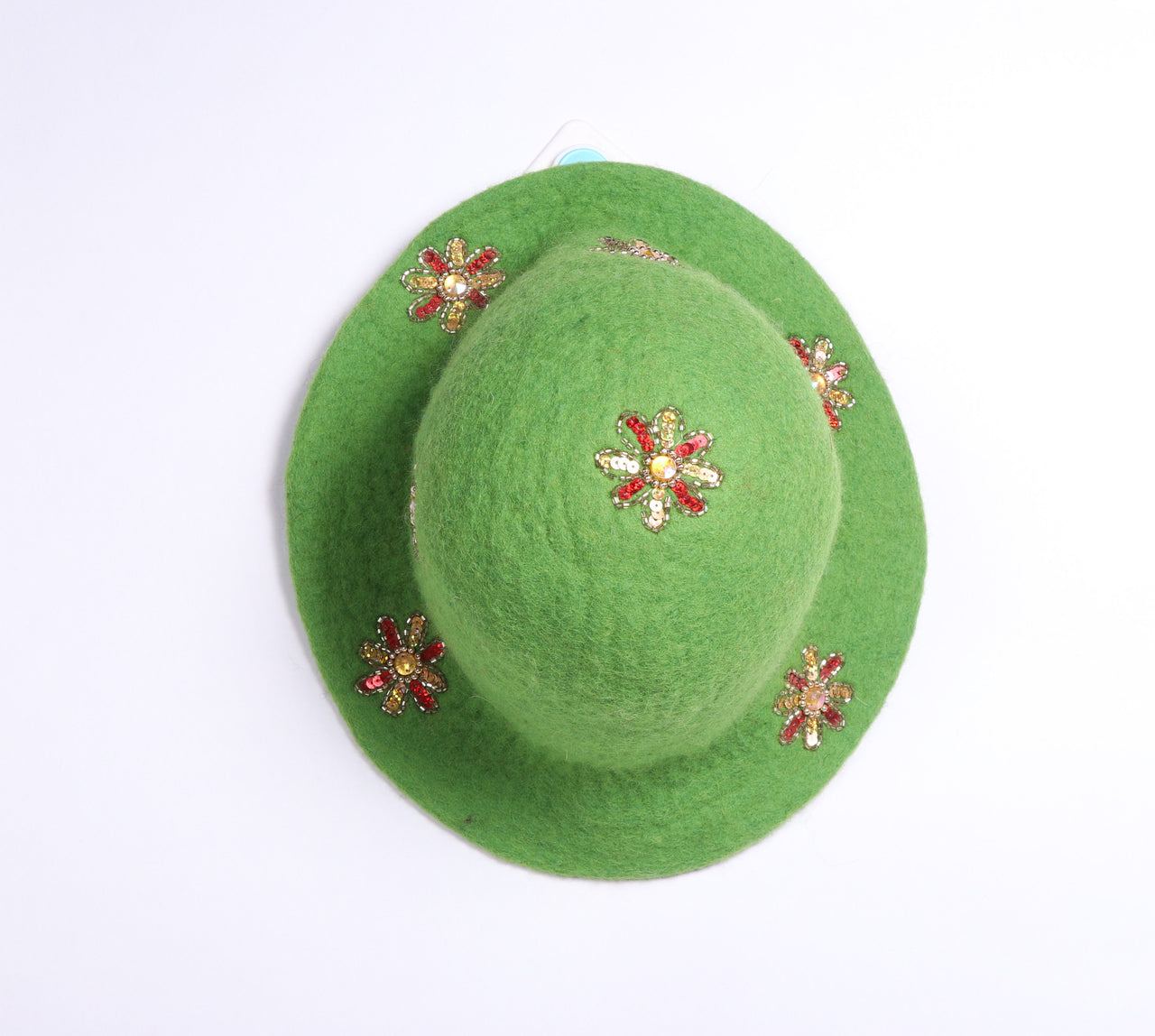Green wool felted hat