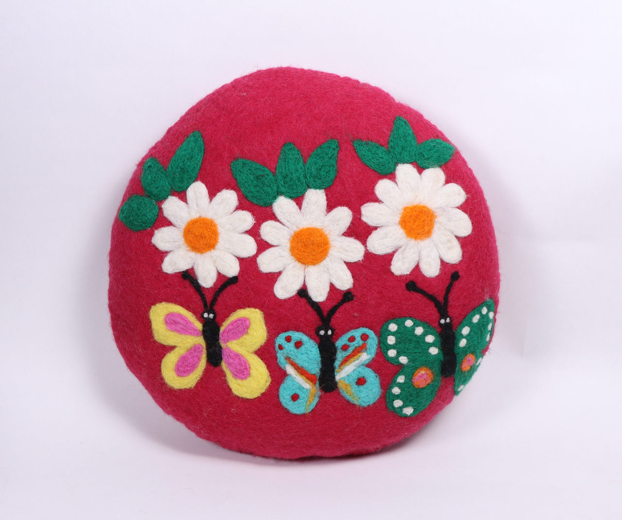 Flower felted cushion