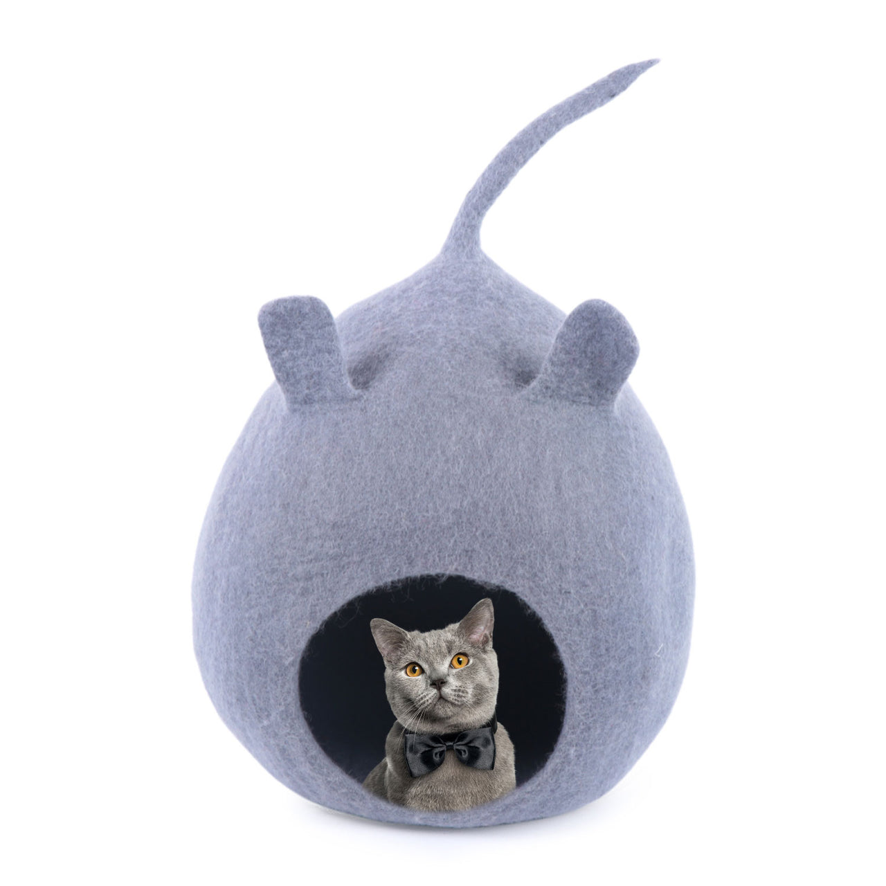 Feltcave Cat Cave Bed, Handmade from Wool, Enclosed Cat Bed, Cat Pod, Cat Dome Nest Hiding Place, Cozy Hideout Cat Igloo Pod for Indoor Cats