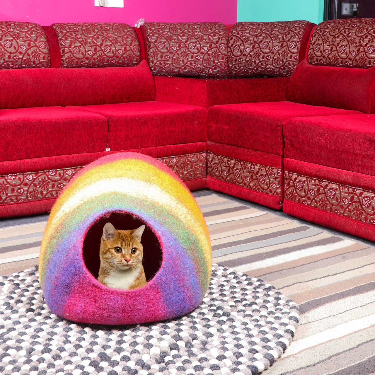 Multi Color Felt Cat Cave/ Felt Cat House/ Cat cave