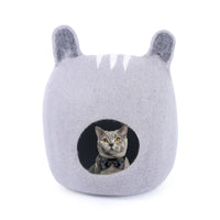 Thumbnail for Cat Faced Round Cat House, Felt Cat Cave, Felted Wool Cat Cave Bed