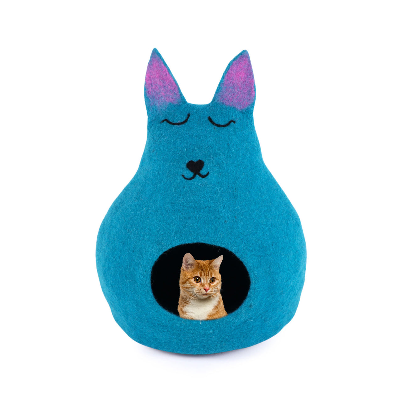 Felt and wool Premium Felt Cat Bed Cave - Handmade 100% Merino Wool Bed for Cats and Kittens