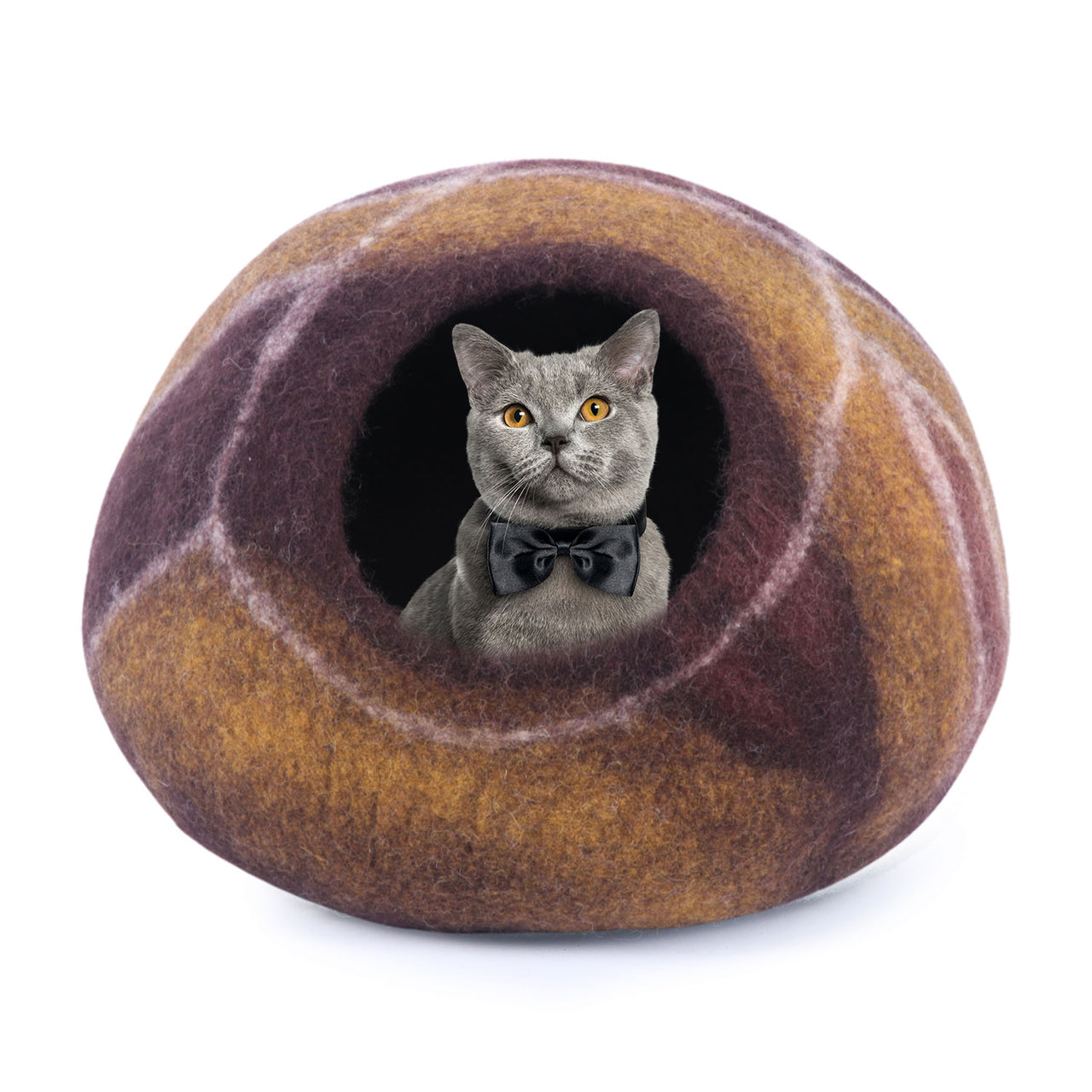 Felt and Wool Cat Cave Bed - Ecofriendly Felt Cat Cave for Cats and Kittens