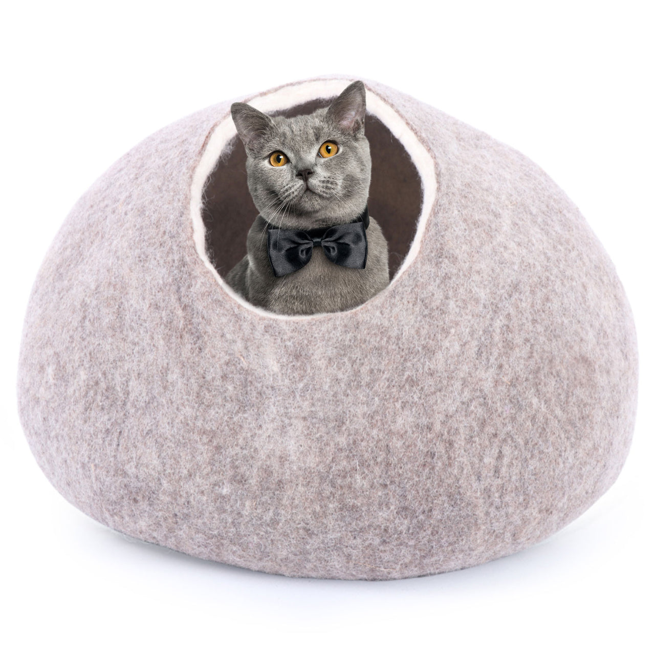 Felt and wool Premium Cat Bed Cave  - Eco Friendly 100% Merino Wool Beds for Cats and Kittens