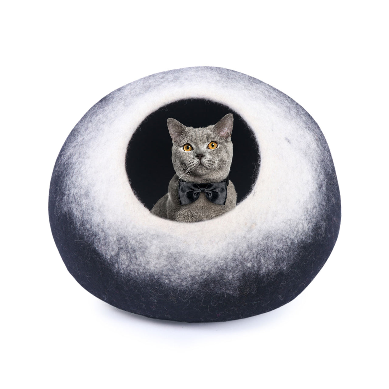 Feltcave Cat Cave Bed, Handmade from Wool, Enclosed Cat Bed, Cat Pod, Cat Dome Nest Hiding Place, Cozy Hideout Cat Igloo Pod for Indoor Cats