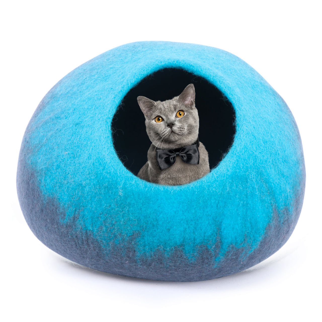 Felt Cat Cave, Handmade from Wool, Cozy Hideout Cat Igloo Pod for Indoor Cats