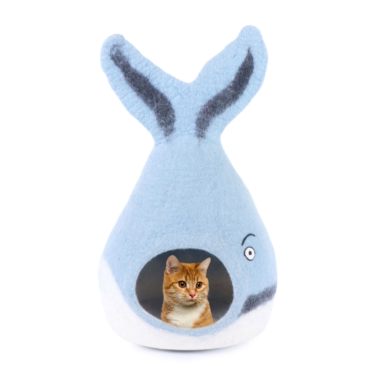 Premium Whale Tailed Felt Cat Cave, Wool cat cave, Handcrafted from Merino Wool