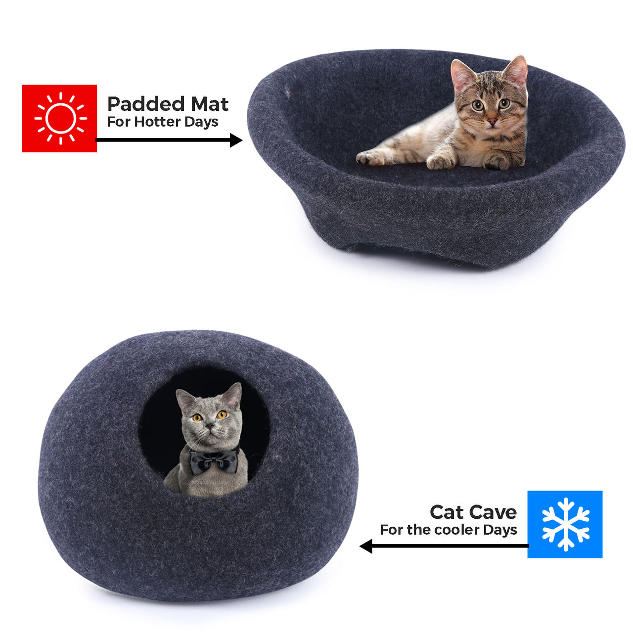 Mona Lisa Cat Bed Lionto Cat Cave Made Of Robust Felt, Cosy Cuddly