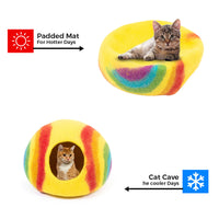 Thumbnail for Colorful NZ wool cat cave bed