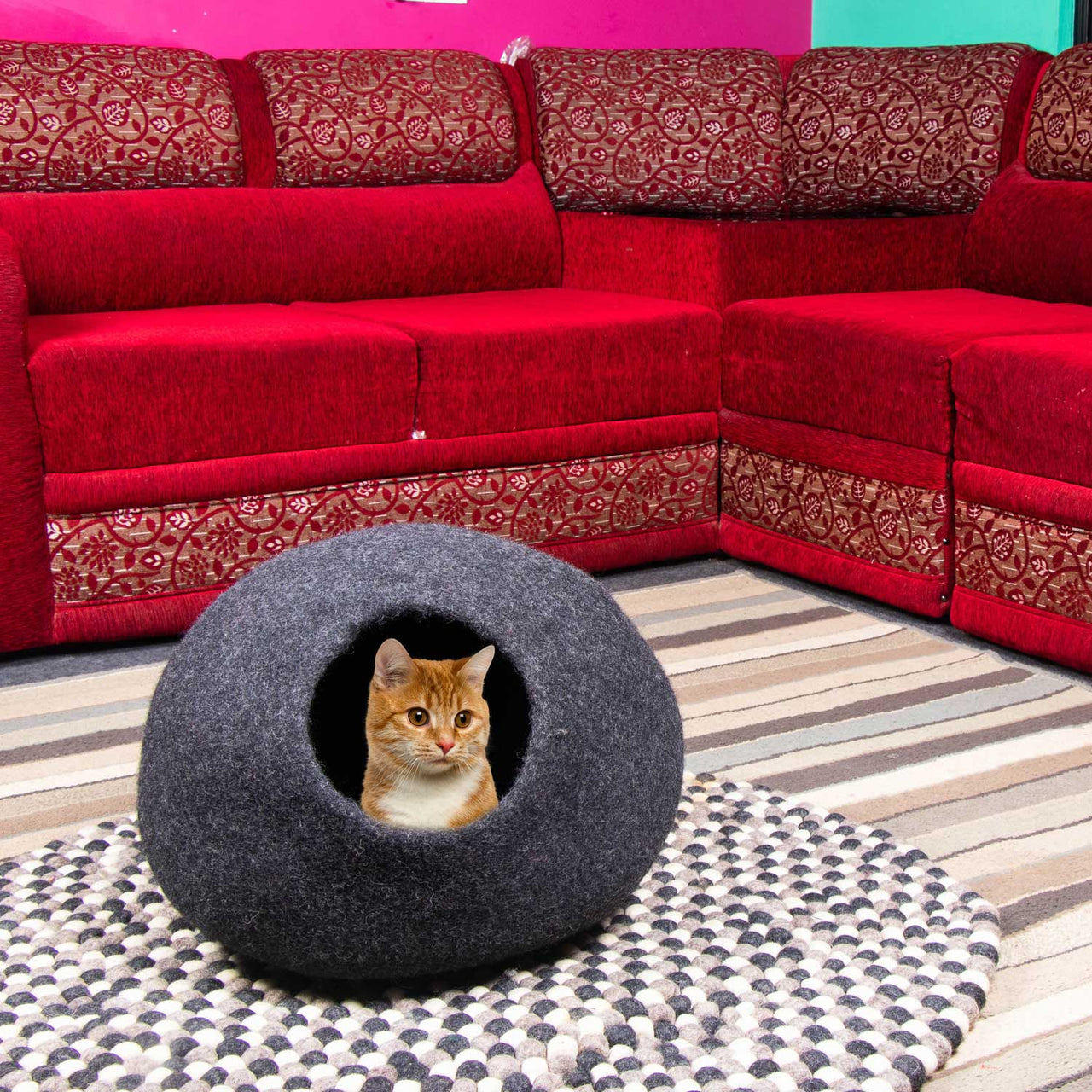 Felted Wool Cat Cave, Wool Cat Cave