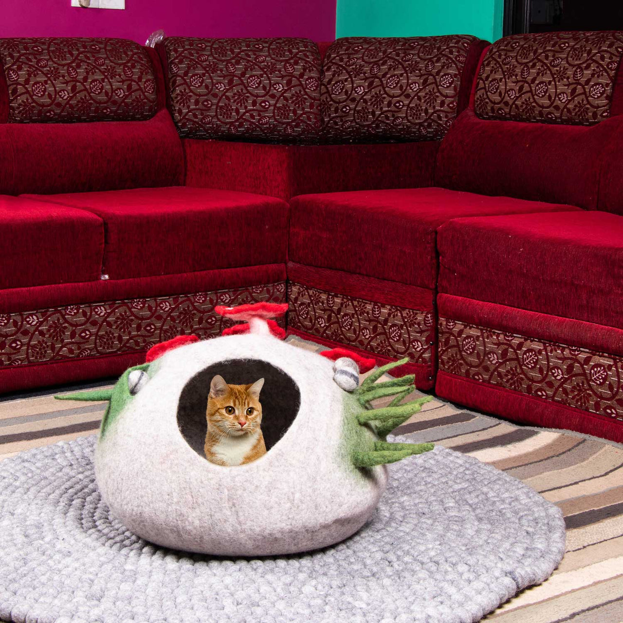 Premium Mushroom Design Felt Cat Cave/Felt Cat House
