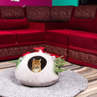 Thumbnail for Premium Mushroom Design Felt Cat Cave/Felt Cat House