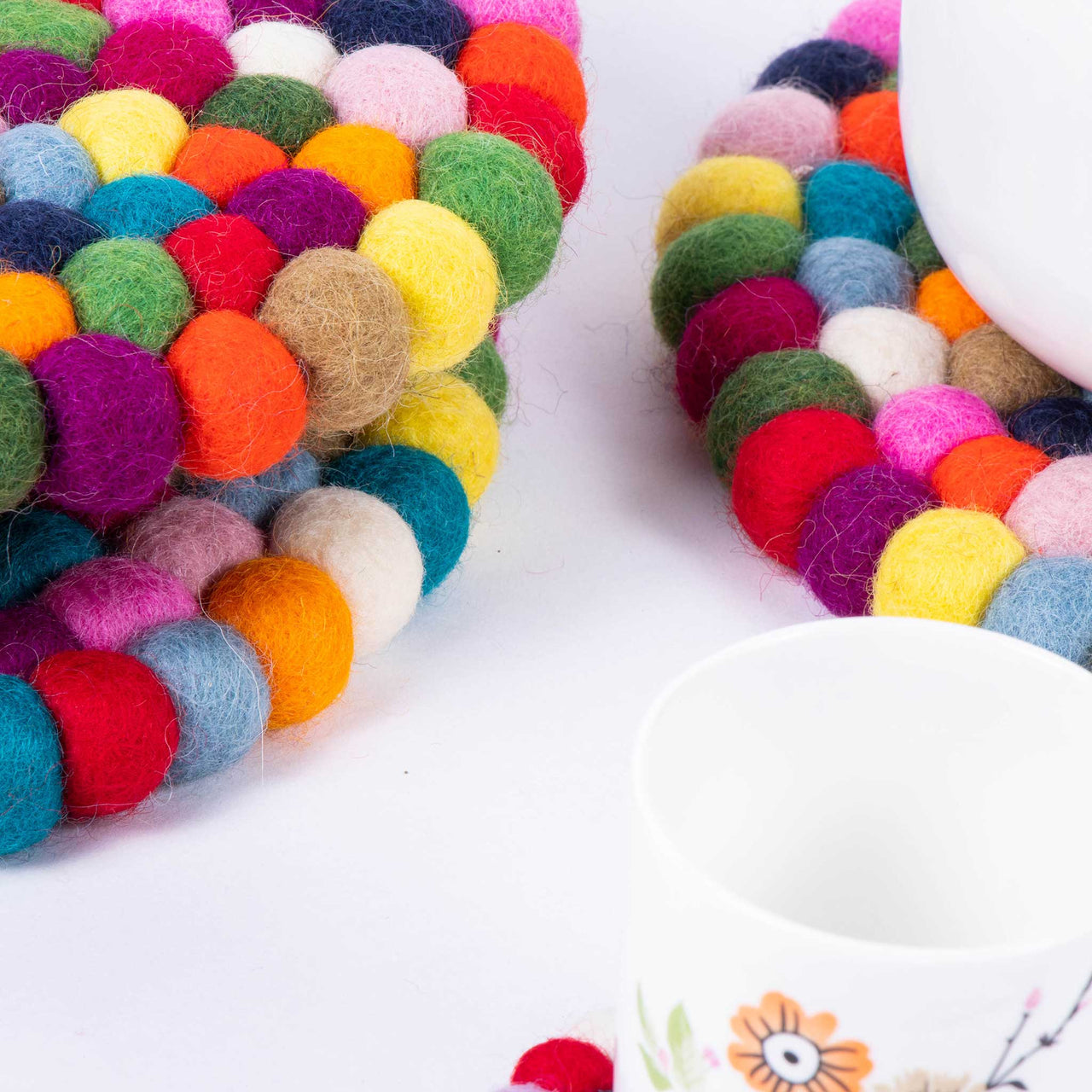 Colorful Felt Trivets Round- Premium Felted Ball Wool Trivets