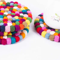 Thumbnail for Colorful Felt Trivets Round- Premium Felted Ball Wool Trivets