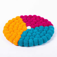 Thumbnail for Multi Color Felt Ball Trivet Made by 100% Woolen