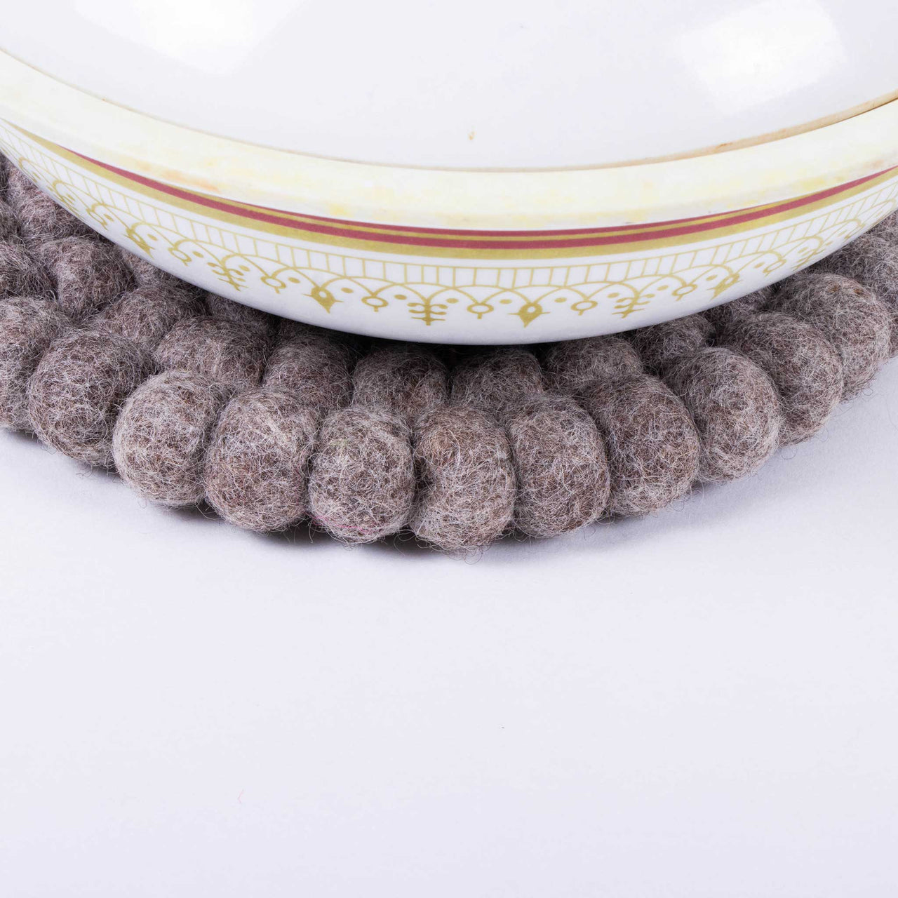 Natural Brown Felt Ball Trivet