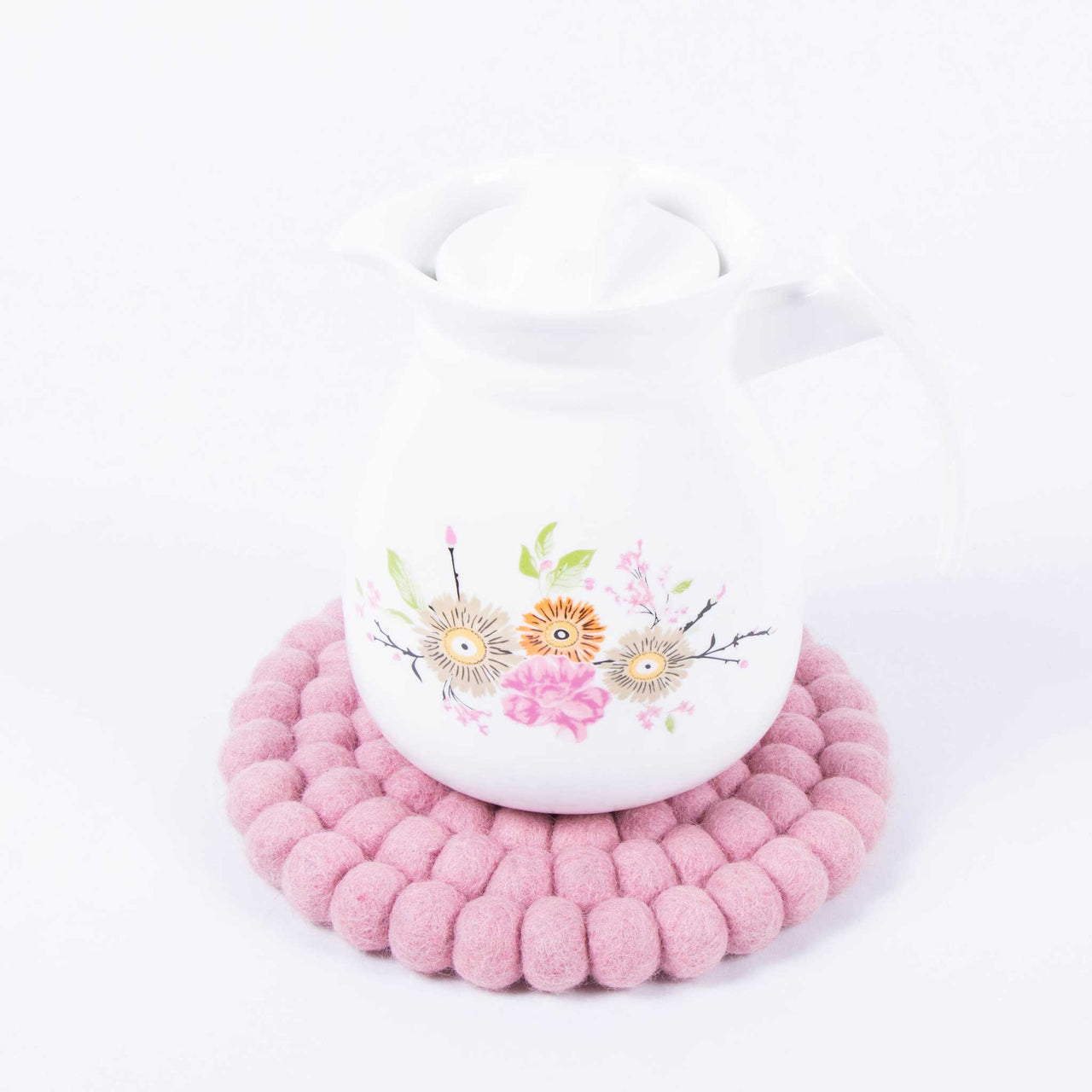 Pink Color Round Felt Trivet