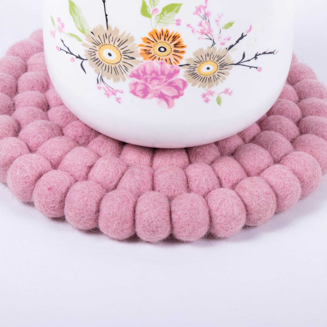 Pink Color Round Felt Trivet