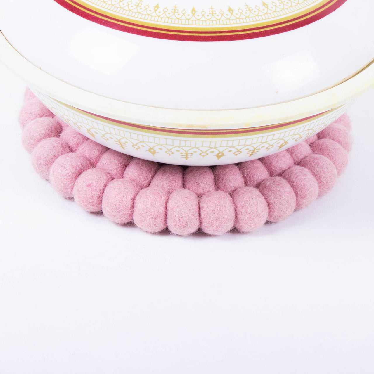 Pink Color Round Felt Trivet