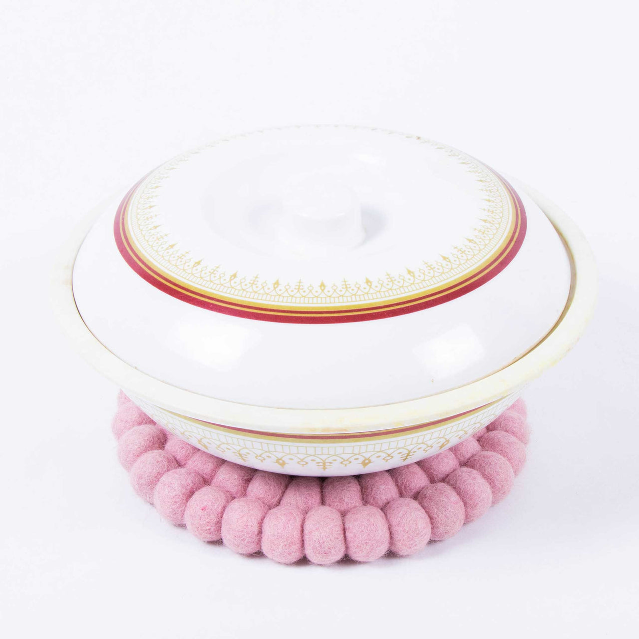 Pink Color Round Felt Trivet