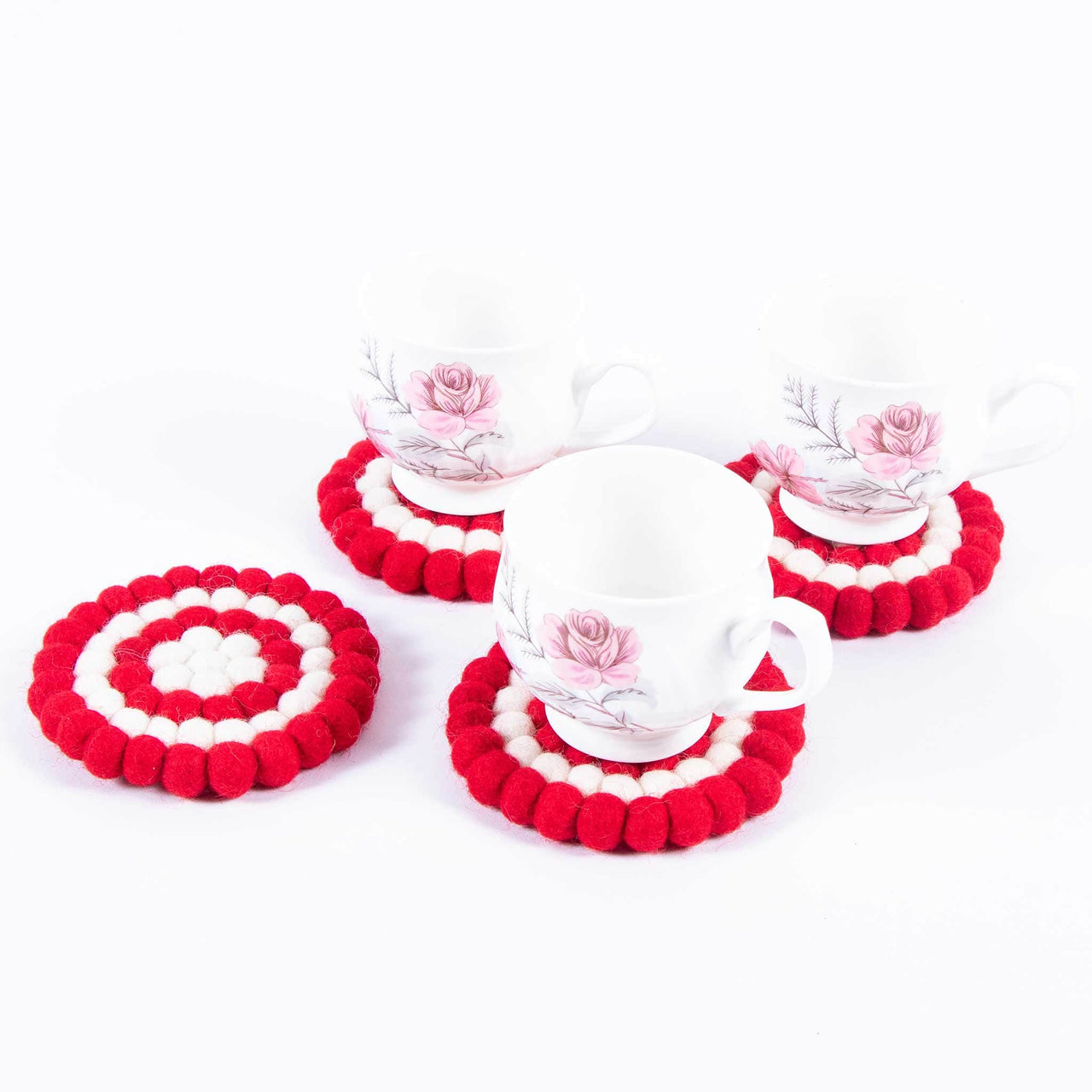 White and Red Color Coaster