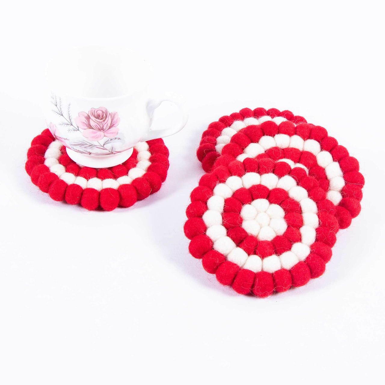 White and Red Color Coaster