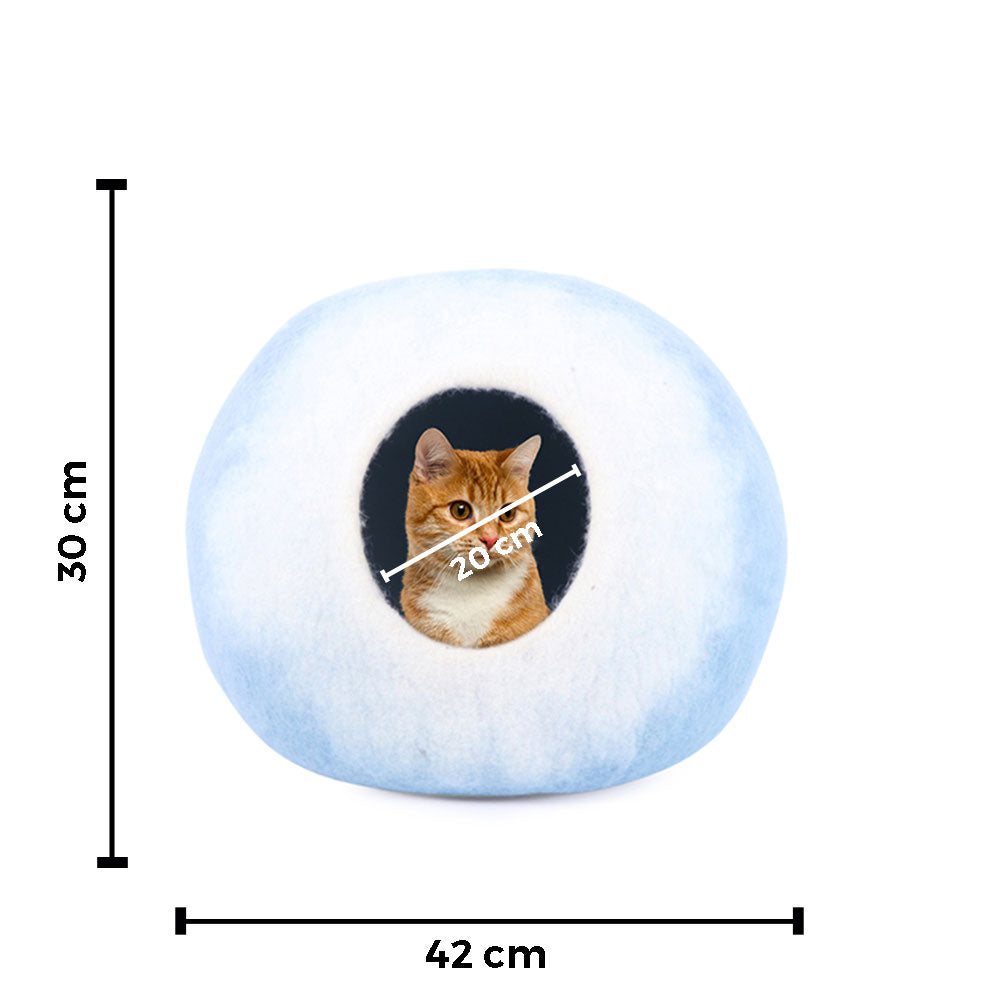 Feltcave Cat Cave Bed, Handmade from Wool, Enclosed Cat Bed, Cat Pod, Cat Dome Nest Hiding Place, Cozy Hideout Cat Igloo Pod for Indoor Cats