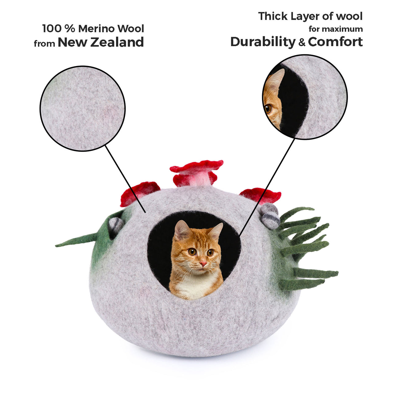 Premium Mushroom Design Felt Cat Cave/Felt Cat House