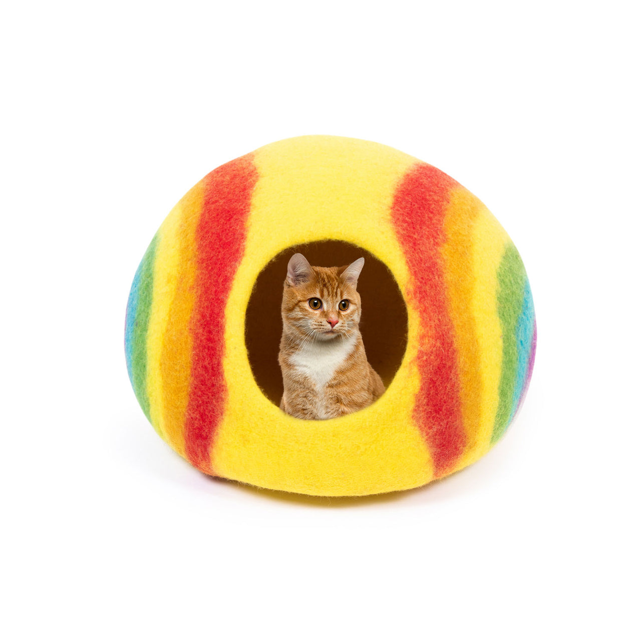 Colorful NZ wool cat cave bed