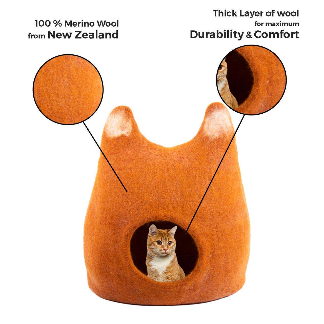 Cat Ear Design Wool Cat Cave