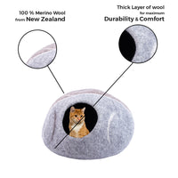 Thumbnail for Natural stripped felt cat cave bed